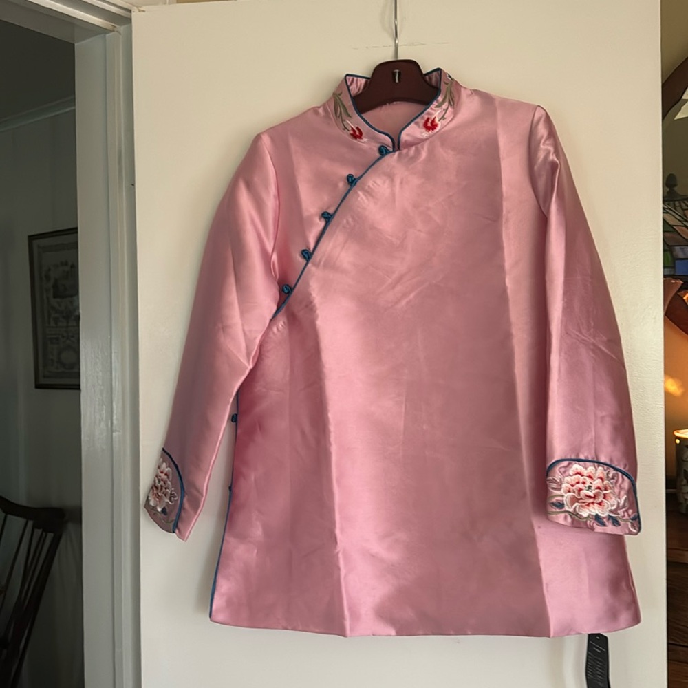 Ladies XL na.mu pink floral Chinese inspired blouse/jacket Pink/blue floral NWT